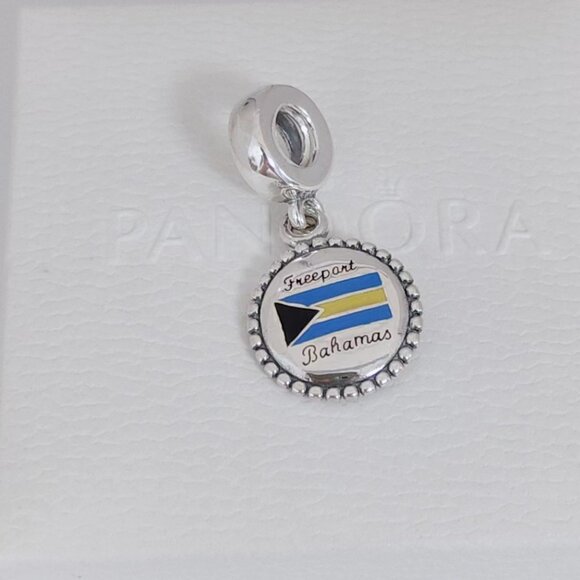 Pandora Freeport Bahamas Flag Dangle Charm S925 Silver with box - Picture 8 of 12